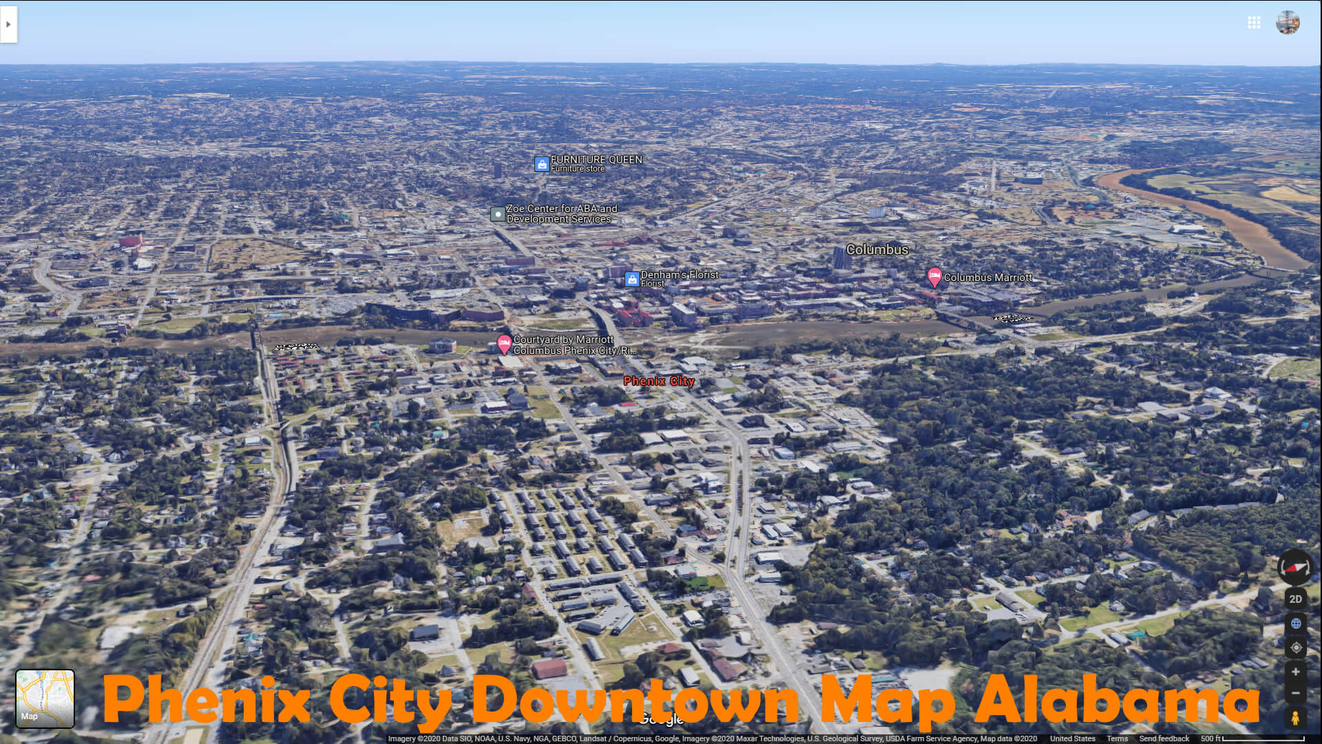 Phenix City Downtown Map Alabama